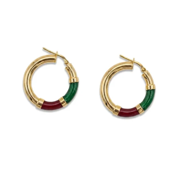 Alternative view of Orecchini Cerchio 90's Baby - Verde / Bordeaux
