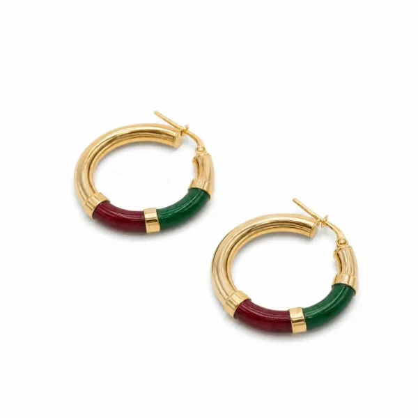 Orecchini Cerchio 90's Baby - Verde / Bordeaux