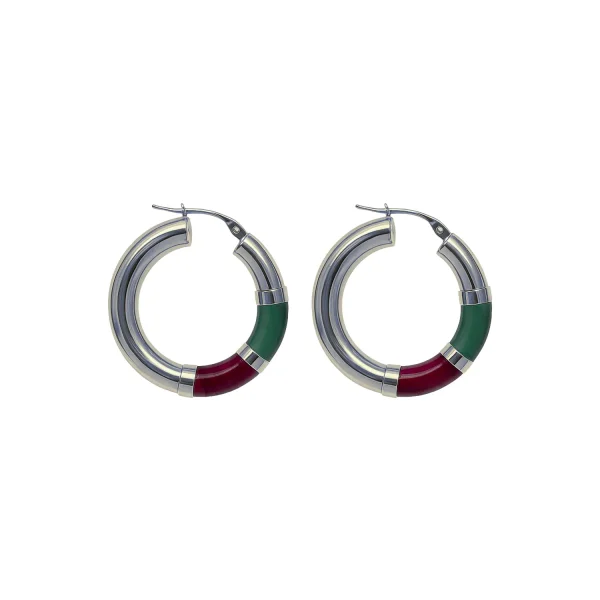 Orecchini Cerchio 90’s Baby - Verde / Bordeaux