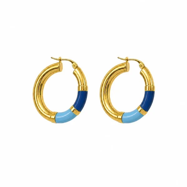 Vista alternativa di Orecchini Cerchio 90's Baby - Oro - Blu/Azzurro