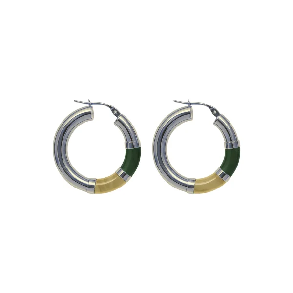 Orecchini Cerchio 90’s Baby - Champagne / verde