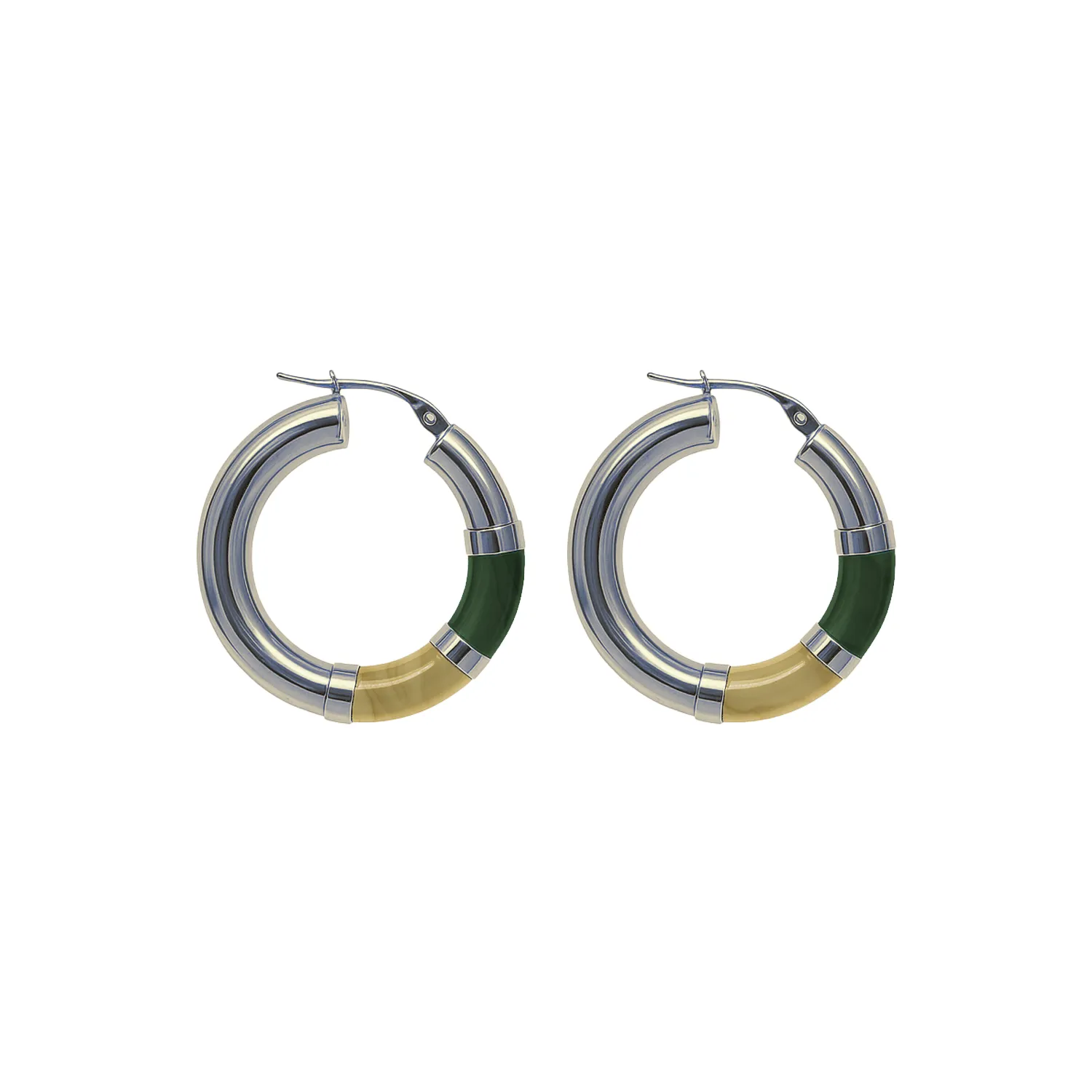 Orecchini Cerchio 90’s Baby - Champagne / verde
