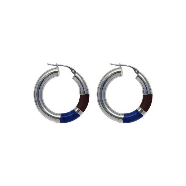 Orecchini Cerchio 90’s Baby - Marrone cioccolato / Blu Notte