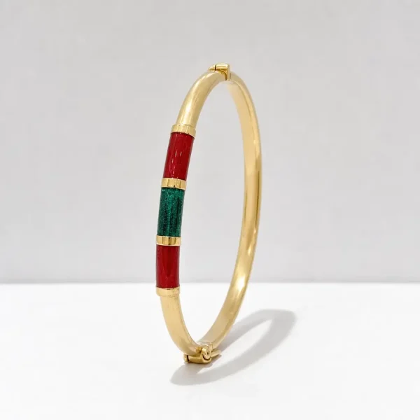 Vista alternativa di Bracciale 90's Baby - Bordeaux / Verde Finitura Oro