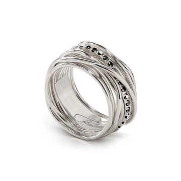 Anello Filodellavita Classic 13 fili in Argento 925 e 16 Diamanti Neri