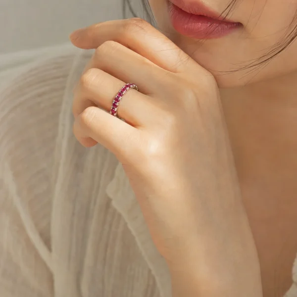 Alternative view of Anello Mini-Marrakech Argento Invecchiato - Rodolite