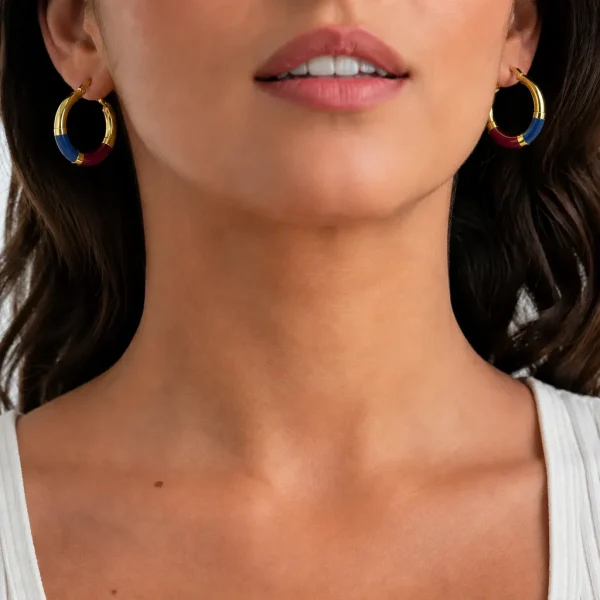 Alternative view of Orecchini Cerchio 90’s Baby - Blu / Bordeaux