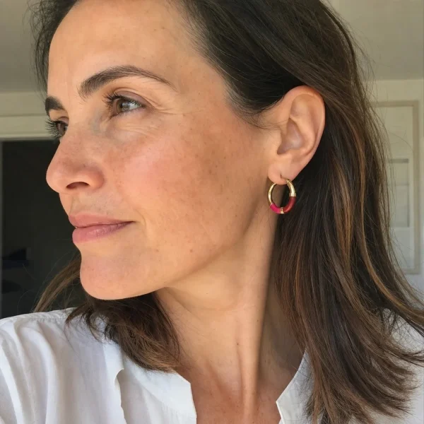Alternative view of Orecchini Cerchio 90's Baby - Rosa Shock/ Bordeaux
