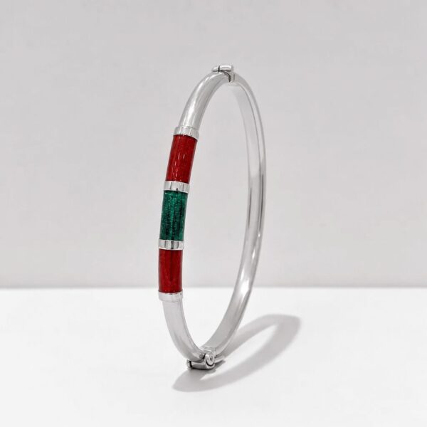 Vista alternativa di Bracciale 90's Baby - Bordeaux / Verde Finitura Argento