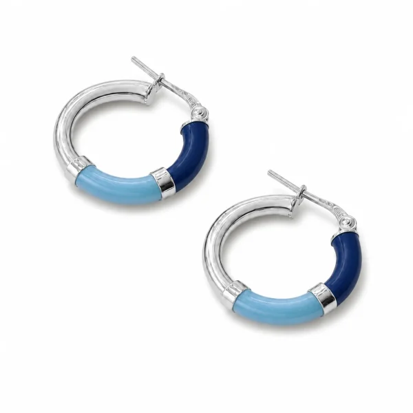 Orecchini Cerchio 90's Baby - Blu/Azzurro - Piccolo, Argento