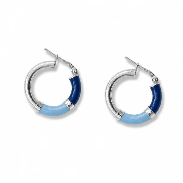 Vista alternativa di Orecchini Cerchio 90's Baby - Argento - Blu/Azzurro - Piccolo