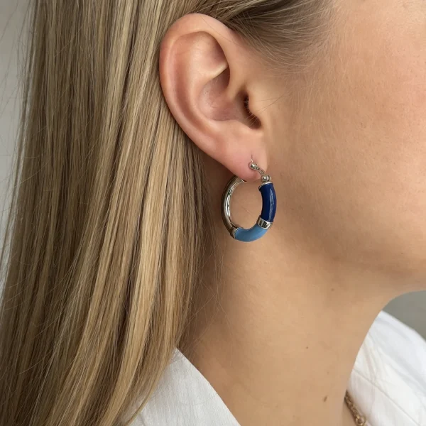 Vista alternativa di Orecchini Cerchio 90's Baby - Argento - Blu/Azzurro - Piccolo