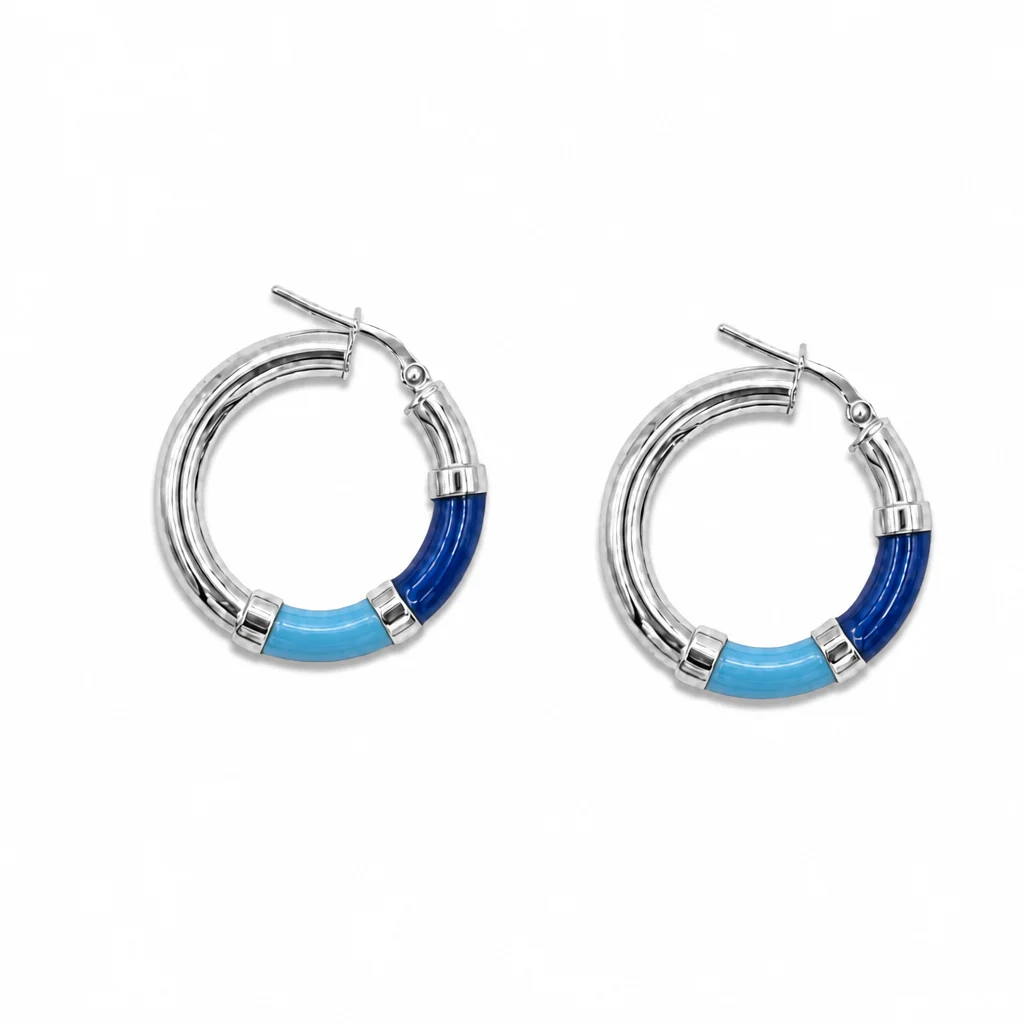 Orecchini Cerchio 90's Baby - Blu/Azzurro - immagine 2