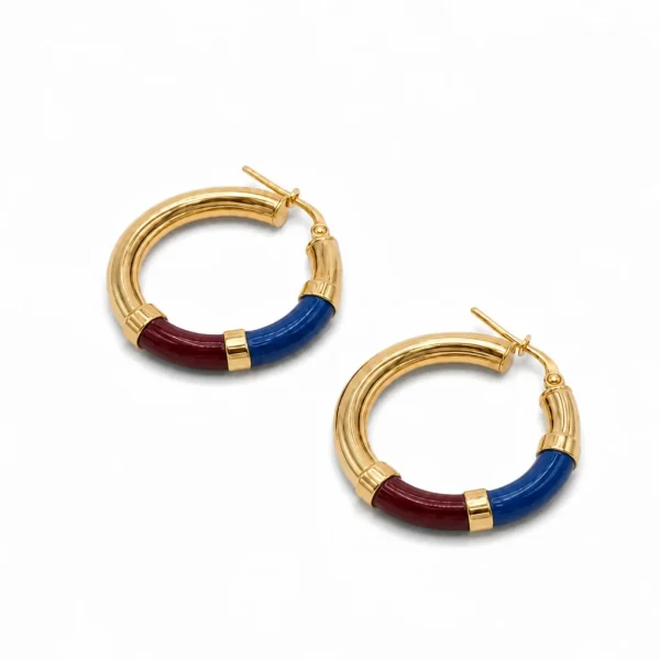 Orecchini Cerchio 90's Baby - Blu / Bordeaux