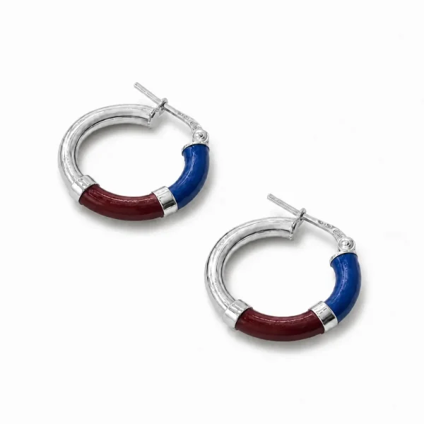 Orecchini Cerchio 90's Baby - Blu / Bordeaux - Piccolo, Argento