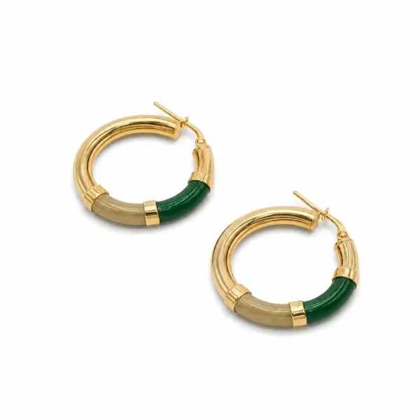 Orecchini Cerchio 90's Baby - Champagne / verde