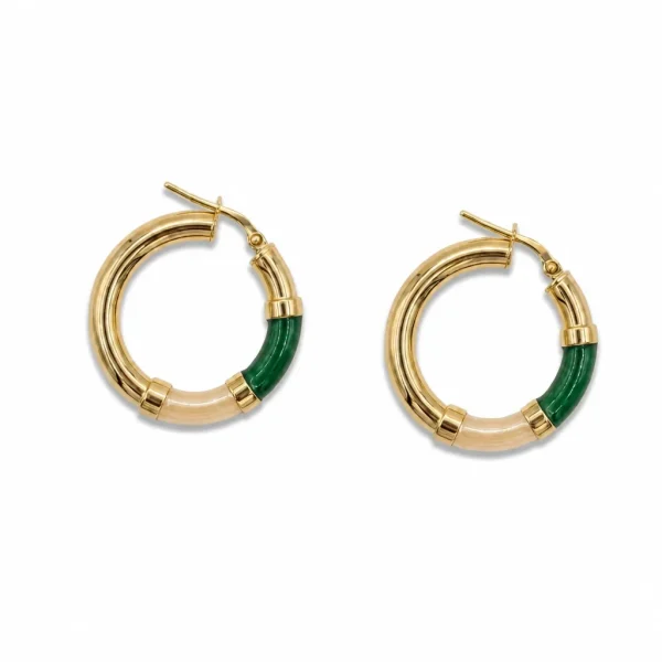 Vista alternativa di Orecchini Cerchio 90's Baby - Oro - Champagne / verde