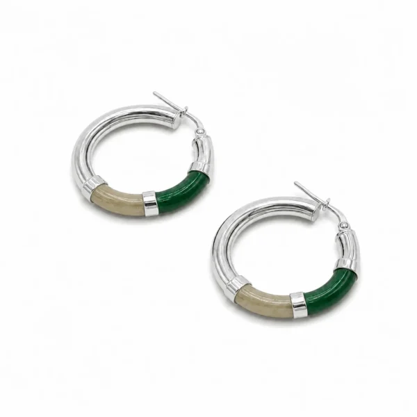 Orecchini Cerchio 90's Baby - Champagne / verde - Medio, Argento