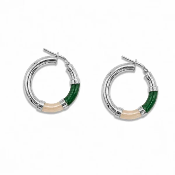 Vista alternativa di Orecchini Cerchio 90's Baby - Argento - Champagne / verde