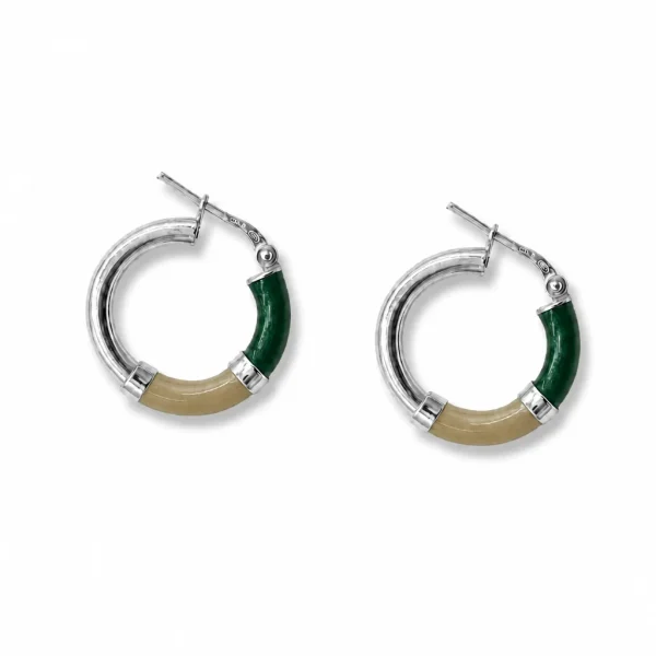 Vista alternativa di Orecchini Cerchio 90's Baby - Argento - Champagne / verde - Piccolo