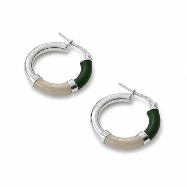 Orecchini Cerchio 90's Baby - Champagne / verde - Piccolo, Argento