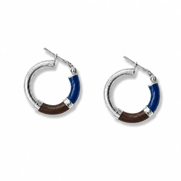 Alternative view of Orecchini Cerchio 90's Baby - Marrone cioccolato / Blu Notte