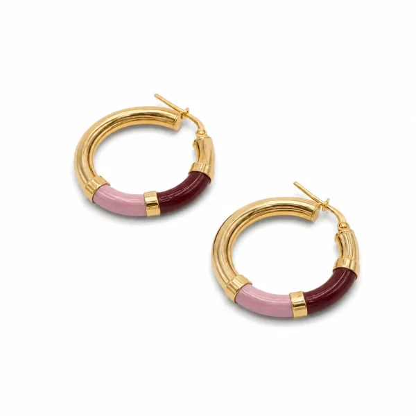 Orecchini Cerchio 90's Baby - Rosa / Bordeaux