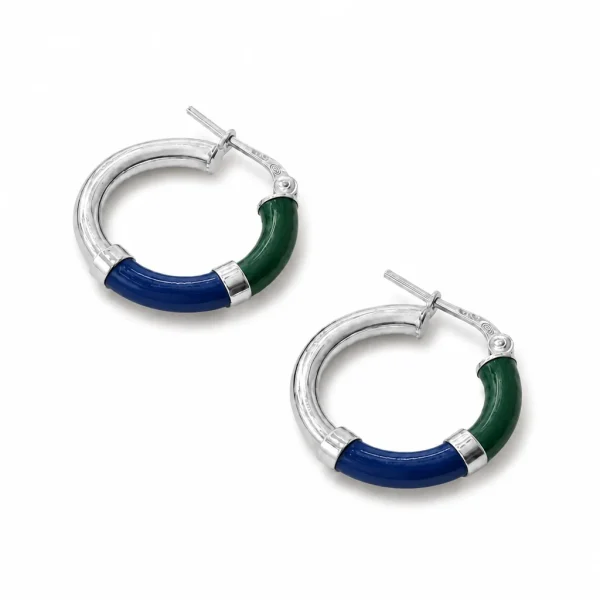 Orecchini Cerchio 90's Baby - Verde/Blu - Piccolo, Argento