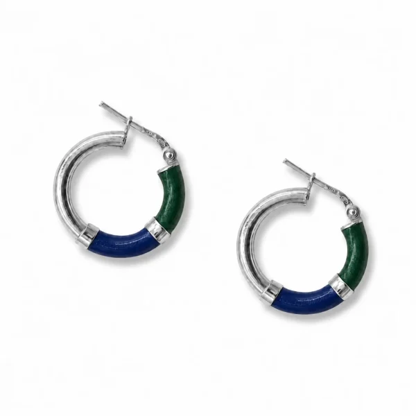 Vista alternativa di Orecchini Cerchio 90's Baby - Argento - Verde/Blu - Piccolo