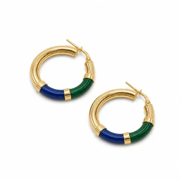 Orecchini Cerchio 90's Baby - Verde/Blu