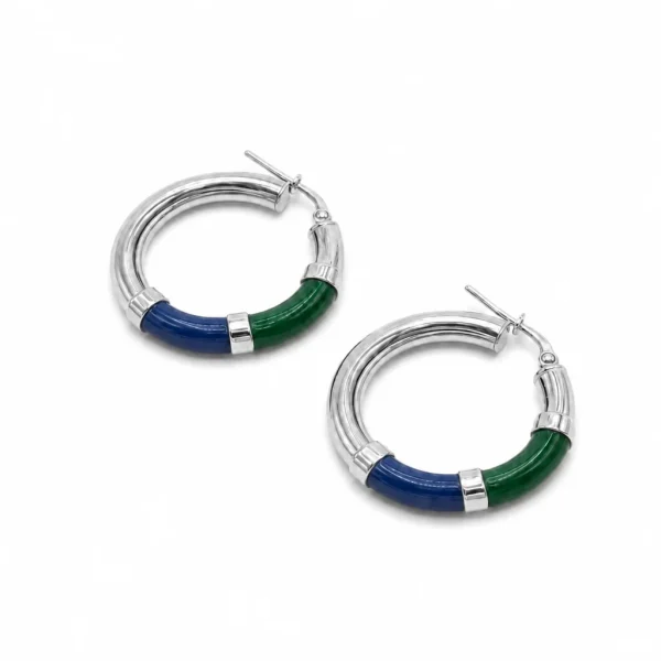 Orecchini Cerchio 90's Baby - Verde/Blu - Medio, Argento