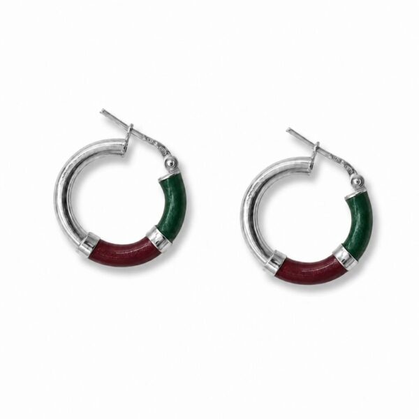 Vista alternativa di Orecchini Cerchio 90's Baby - Argento - Verde / Bordeaux - Piccolo