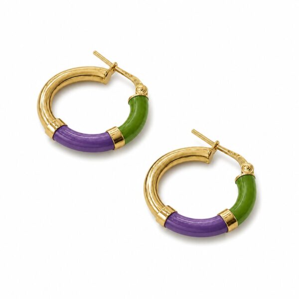 Orecchini Cerchio 90's Baby - Verde mela / Viola - Piccolo, Oro giallo