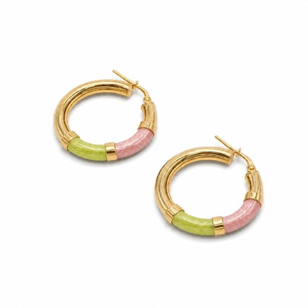 Orecchini Cerchio 90's Baby - Rosa perlato / Lime