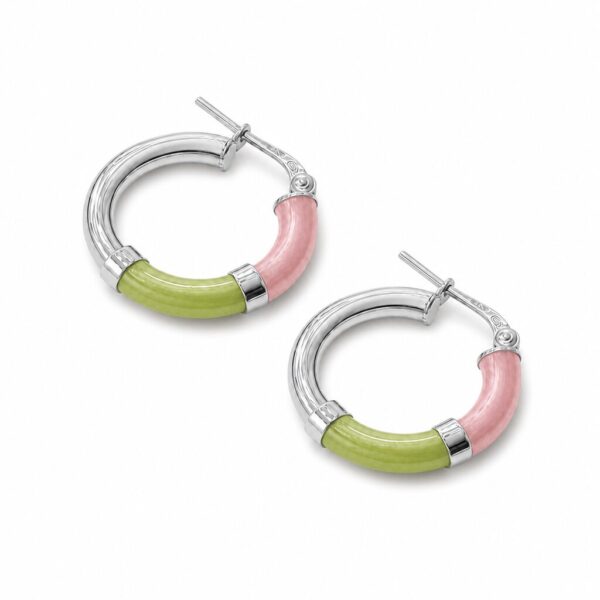 Orecchini Cerchio 90's Baby - Rosa perlato / Lime - Piccolo, Argento