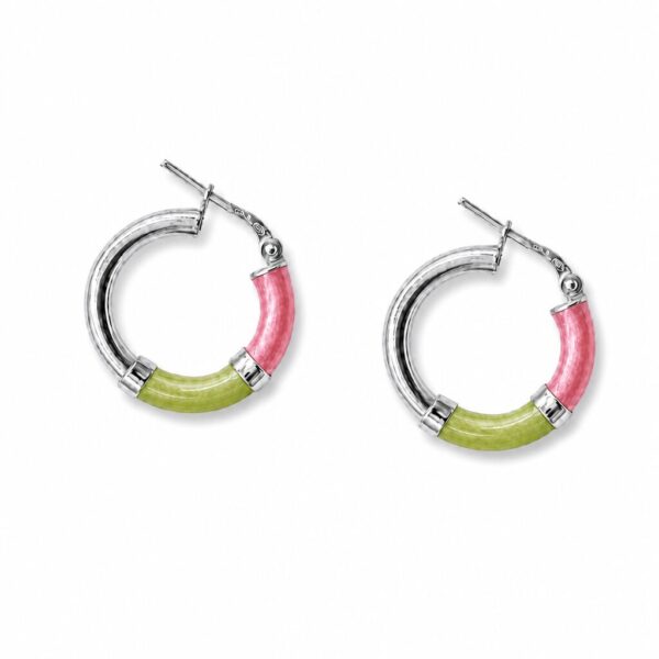 Vista alternativa di Orecchini Cerchio 90's Baby - Argento - Rosa perlato / Lime - Piccolo