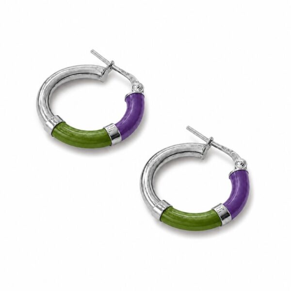 Orecchini Cerchio 90's Baby - Verde mela / Viola - Piccolo, Argento