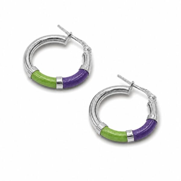 Orecchini Cerchio 90's Baby - Verde mela / Viola - Medio, Argento