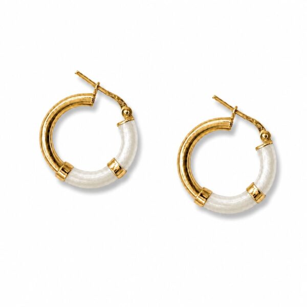 Vista alternativa di Orecchini Cerchio 90's Baby - Oro - Bianco perla - Piccolo