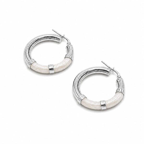 Orecchini Cerchio 90's Baby - Bianco perla - Medio, Argento